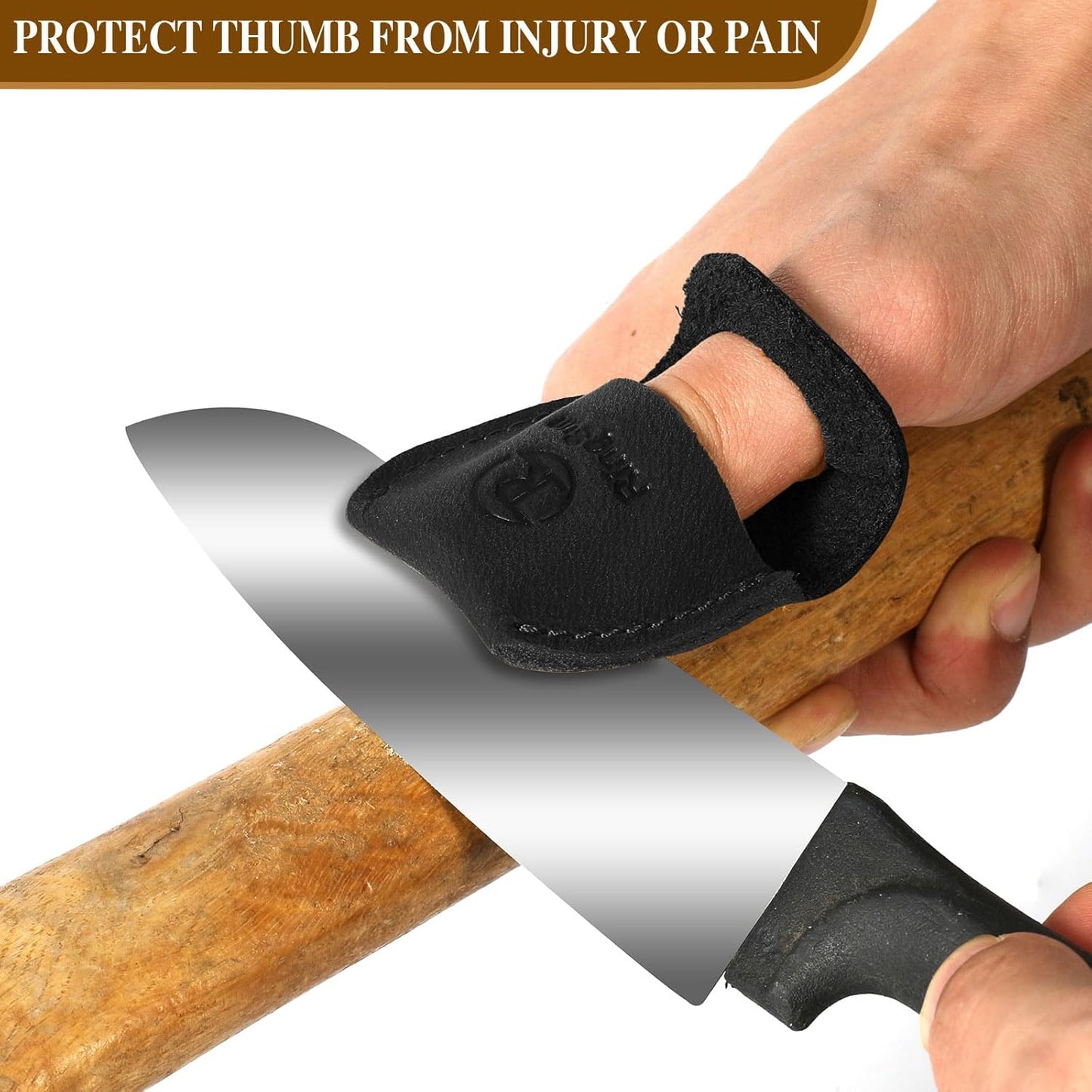 Thumb Guard Wood Carving Tools, Leather Finger Protector, Handmade Carpenter Working Carving Kit Accessories Brown RS40