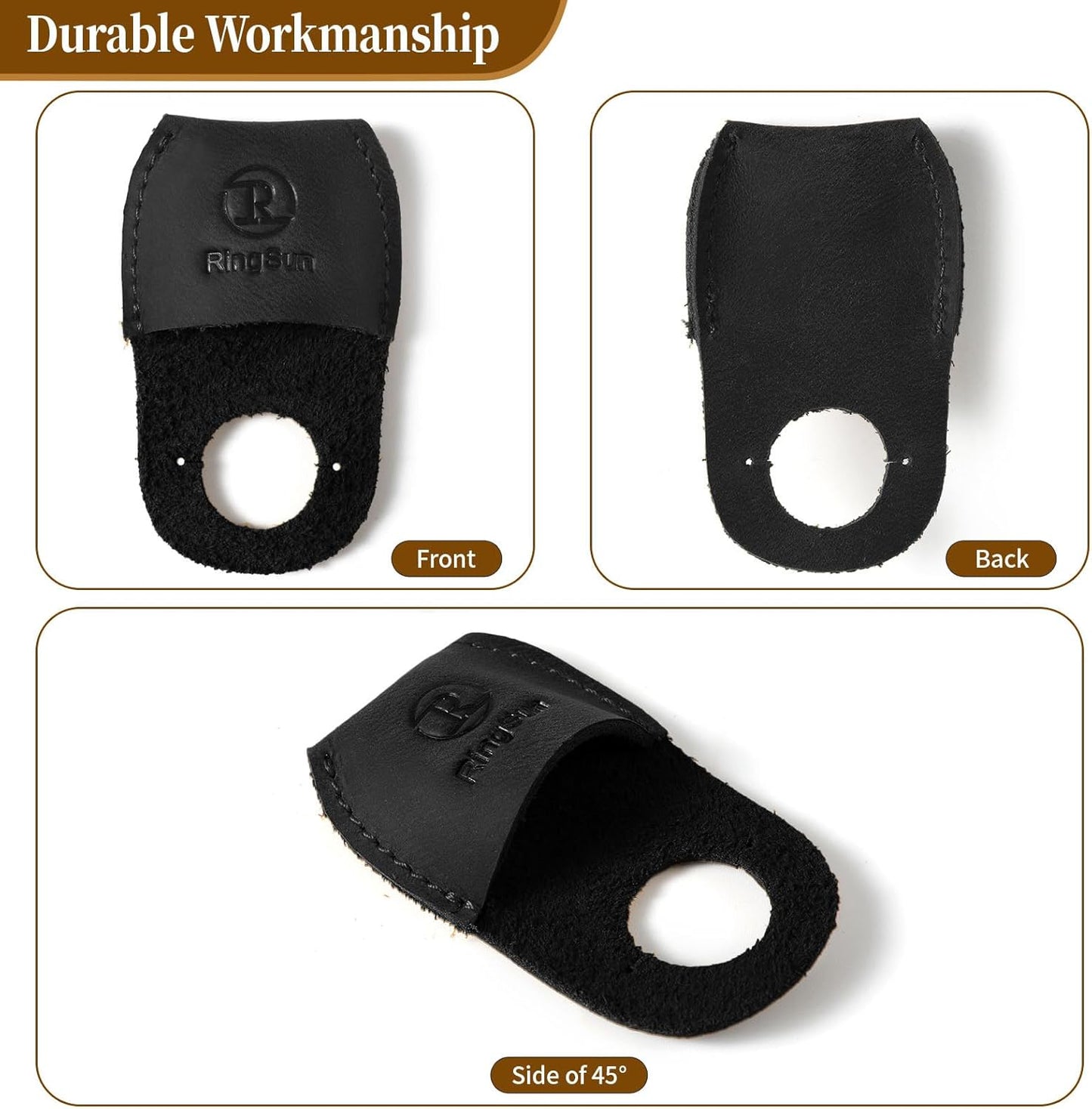 Thumb Guard Wood Carving Tools, Leather Finger Protector, Handmade Carpenter Working Carving Kit Accessories Brown RS40
