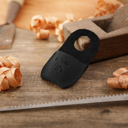 Thumb Guard Wood Carving Tools, Leather Finger Protector, Handmade Carpenter Working Carving Kit Accessories Brown RS40