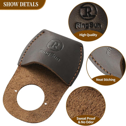Thumb Guard Wood Carving Tools, Leather Finger Protector, Handmade Carpenter Working Carving Kit Accessories Brown RS40
