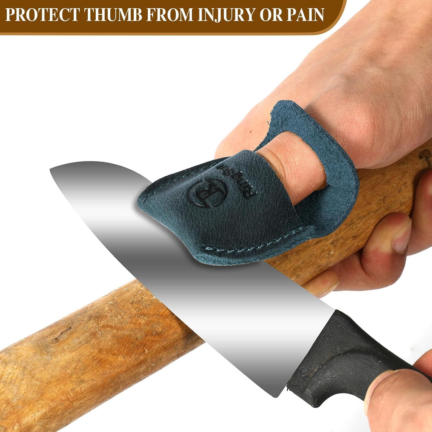 Thumb Guard Wood Carving Tools, Leather Finger Protector, Handmade Carpenter Working Carving Kit Accessories Brown RS40