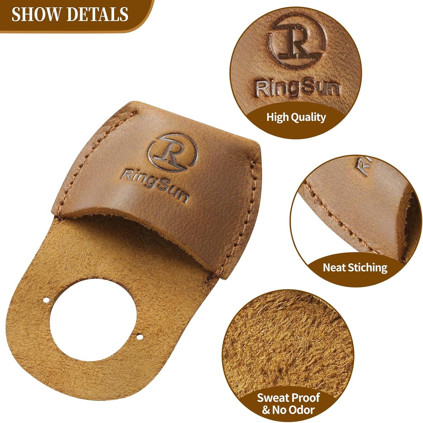 Thumb Guard Wood Carving Tools, Leather Finger Protector, Handmade Carpenter Working Carving Kit Accessories Brown RS40