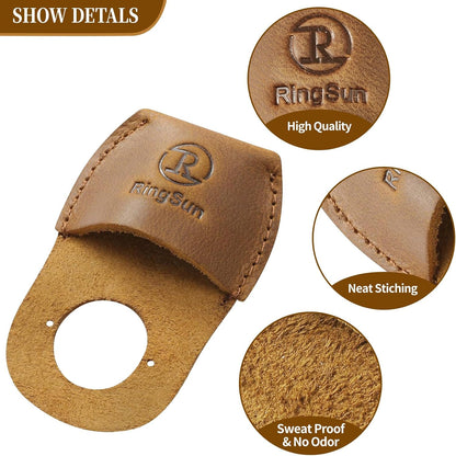Thumb Guard Wood Carving Tools, Leather Finger Protector, Handmade Carpenter Working Carving Kit Accessories Brown RS40
