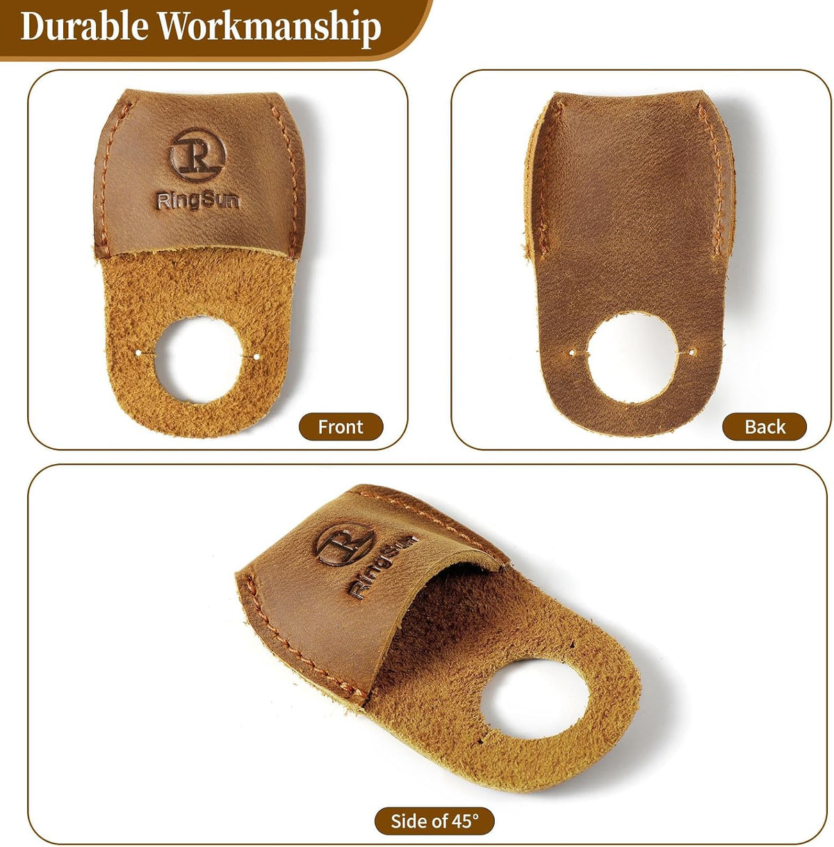 Thumb Guard Wood Carving Tools, Leather Finger Protector, Handmade Carpenter Working Carving Kit Accessories Brown RS40
