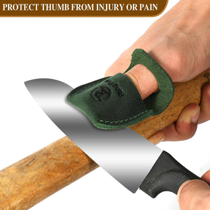 Thumb Guard Wood Carving Tools, Leather Finger Protector, Handmade Carpenter Working Carving Kit Accessories Brown RS40