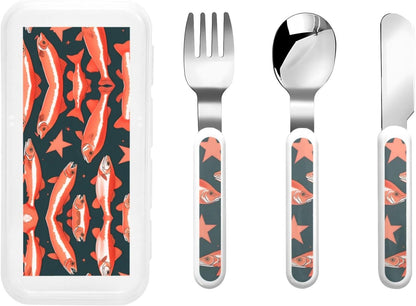 Salmon Flatware 3 Pieces Set For Dinners, Stainless Steel Cutlery, Forks, Dinner Knife, Dinner Spoon