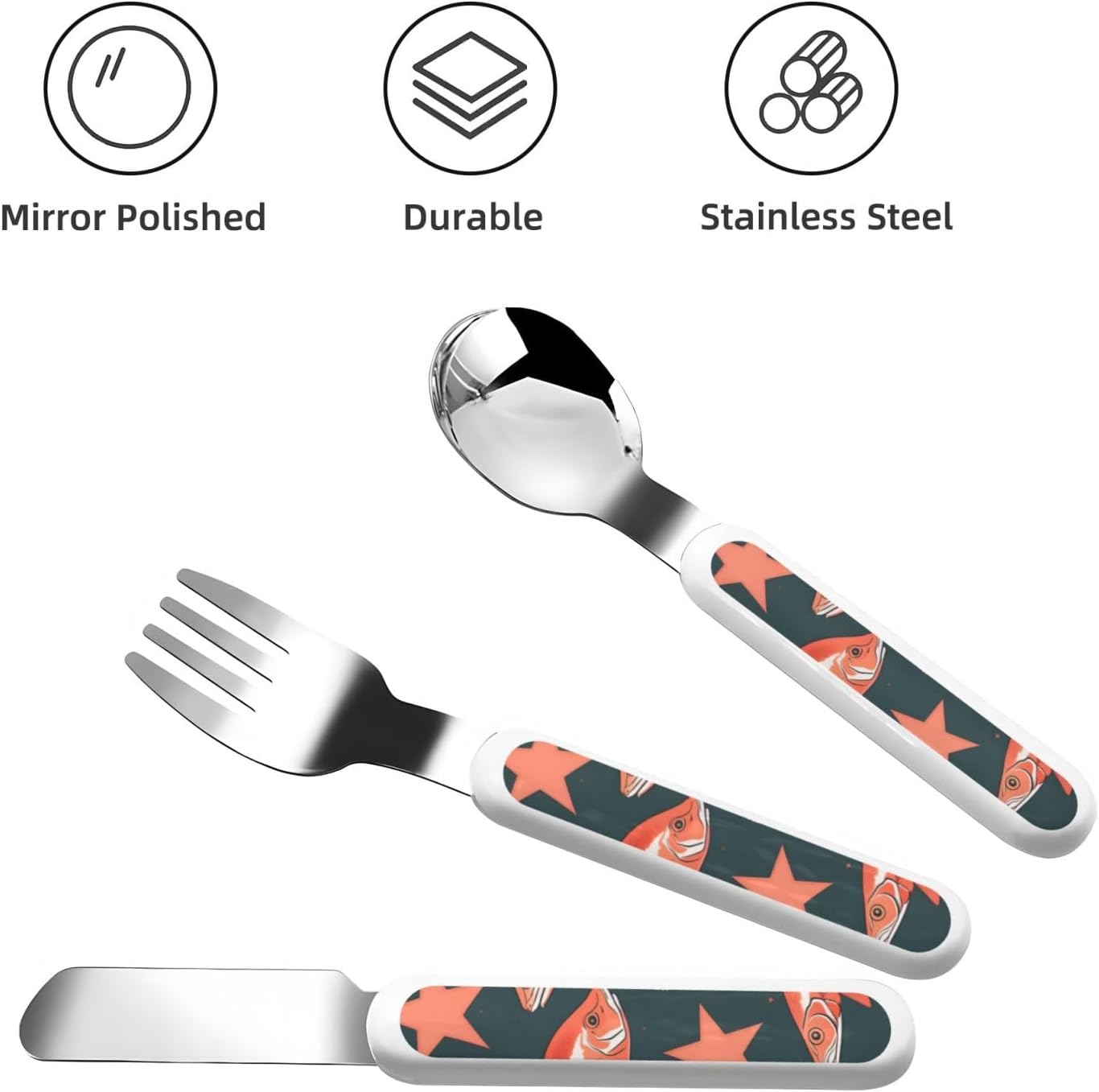 Salmon Flatware 3 Pieces Set For Dinners, Stainless Steel Cutlery, Forks, Dinner Knife, Dinner Spoon