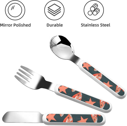 Salmon Flatware 3 Pieces Set For Dinners, Stainless Steel Cutlery, Forks, Dinner Knife, Dinner Spoon