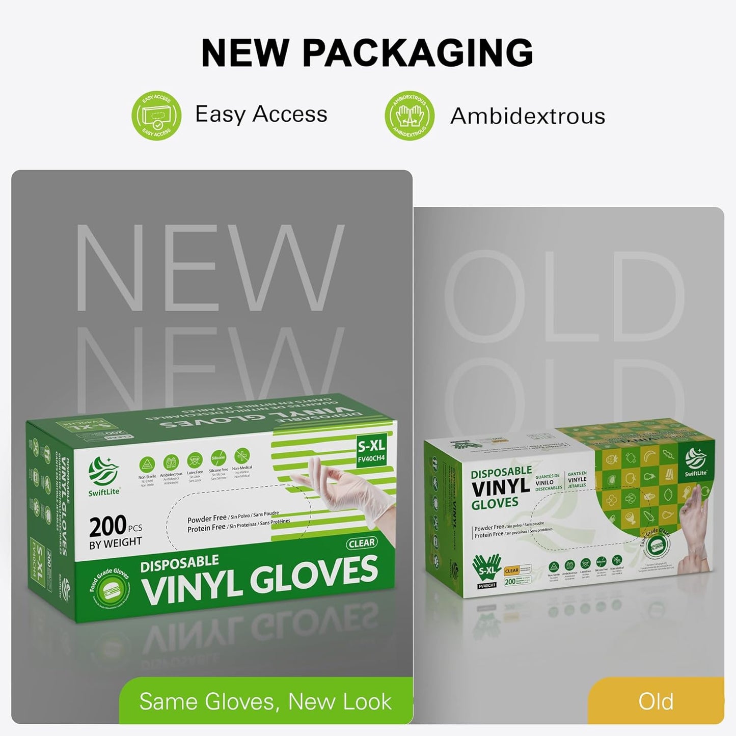 Disposable Vinyl Gloves, Food Safe, Latex-Free Powder-Free Clear Plastic Gloves for Cooking, House Clean, Food Prep