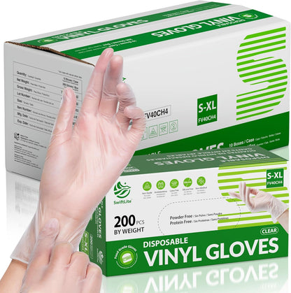 Disposable Vinyl Gloves, Food Safe, Latex-Free Powder-Free Clear Plastic Gloves for Cooking, House Clean, Food Prep