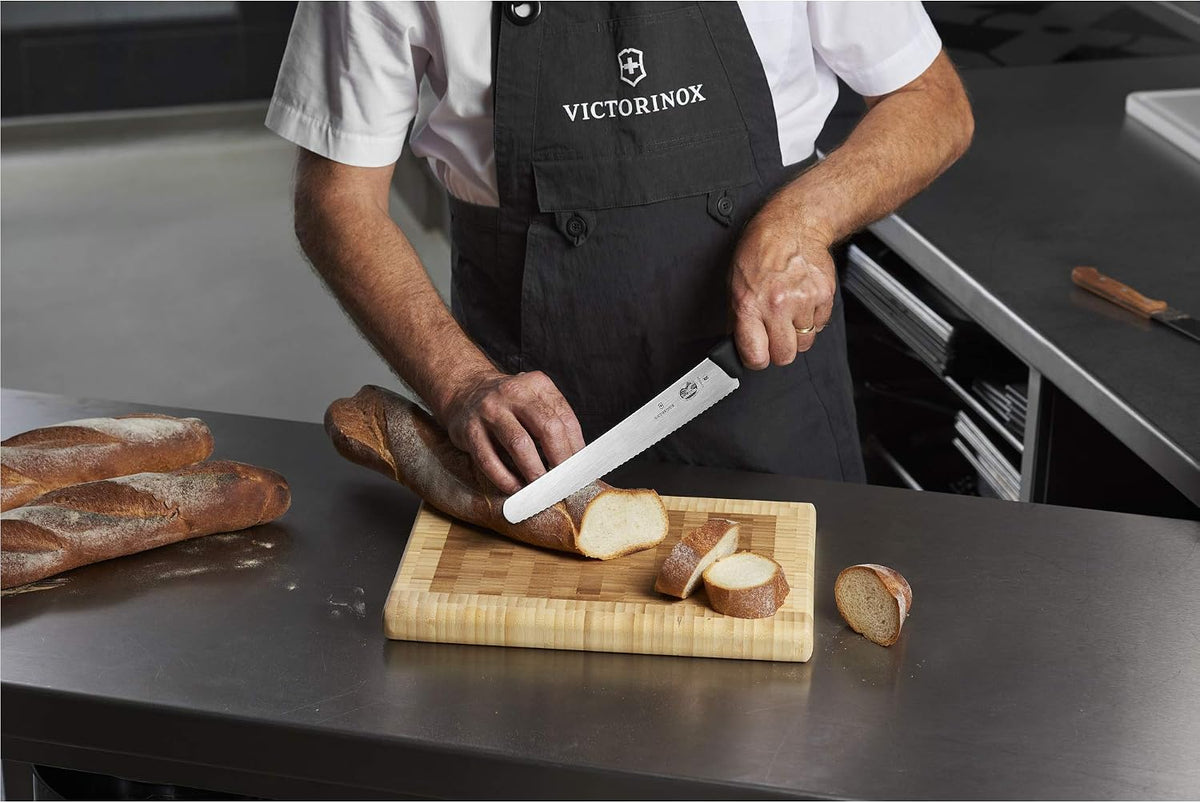 Wood 10.25 Inch Baker's Bread and Cake Knife, Serrated Blade | Swiss-Made Forged Steel Serrated Slicer with an Ergonomic Natural Wood Handle for Professional Results and Precise Slicing