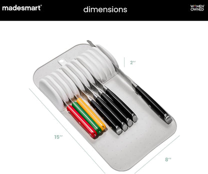 Premium Knife Drawer Organizer, In Drawer Knife Storage for 7 Knives, Clear Knife Tray for Kitchen Drawers, Space Saving Knife Block Alternative, Clear