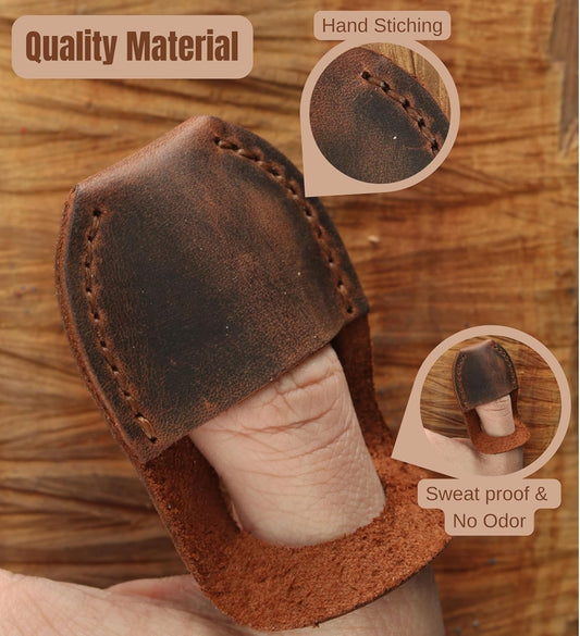 Thumb Guard for Wood Carving - Premium Full Grain Leather Finger Protector, Handmade Carpenter Carving Kit Accessory (Tan)