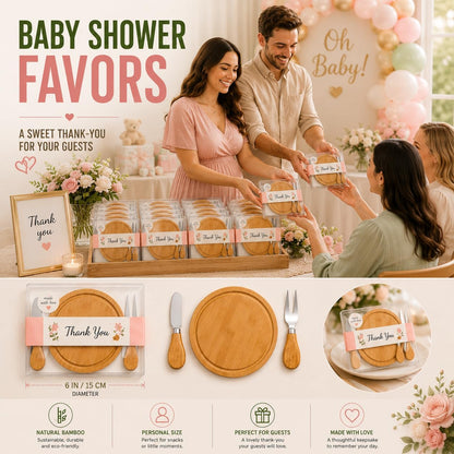 Storage-ready Bamboo Cheese Board Set, 6-Inch Mini Personal Charcuterie Tray, Gift-ready for Wedding, Bridal & Baby Shower Party