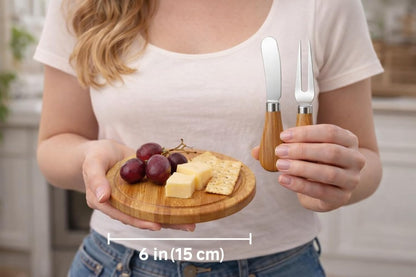 Storage-ready Bamboo Cheese Board Set, 6-Inch Mini Personal Charcuterie Tray, Gift-ready for Wedding, Bridal & Baby Shower Party