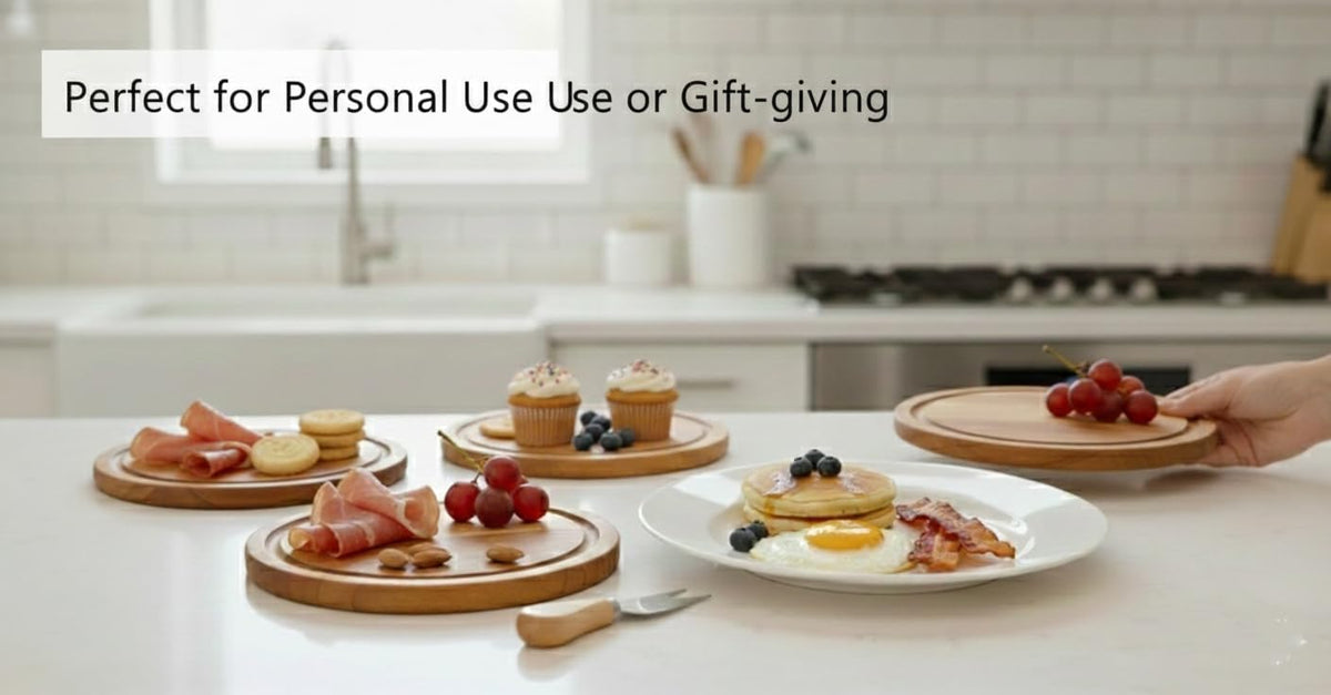 Storage-ready Bamboo Cheese Board Set, 6-Inch Mini Personal Charcuterie Tray, Gift-ready for Wedding, Bridal & Baby Shower Party