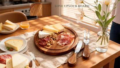 Storage-ready Bamboo Cheese Board Set, 6-Inch Mini Personal Charcuterie Tray, Gift-ready for Wedding, Bridal & Baby Shower Party