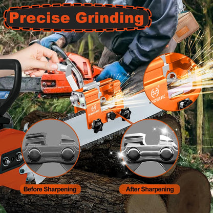 Chainsaw Sharpener with 5 High Hardness Titanium Plated Diamond Bits, Universal Manual Portable Chainsaw Chain Sharpening Jig Kit Sharpener Tool for 4-22 Inch Chainsaws, Lumberjack, Gardener