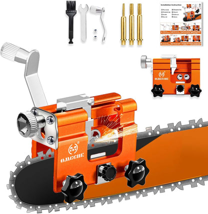 Chainsaw Sharpener with 5 High Hardness Titanium Plated Diamond Bits, Universal Manual Portable Chainsaw Chain Sharpening Jig Kit Sharpener Tool for 4-22 Inch Chainsaws, Lumberjack, Gardener