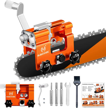 Chainsaw Sharpener with 5 High Hardness Titanium Plated Diamond Bits, Universal Manual Portable Chainsaw Chain Sharpening Jig Kit Sharpener Tool for 4-22 Inch Chainsaws, Lumberjack, Gardener