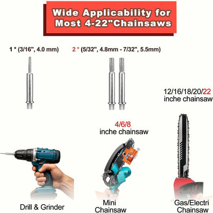 Chainsaw Sharpener with 5 High Hardness Titanium Plated Diamond Bits, Universal Manual Portable Chainsaw Chain Sharpening Jig Kit Sharpener Tool for 4-22 Inch Chainsaws, Lumberjack, Gardener