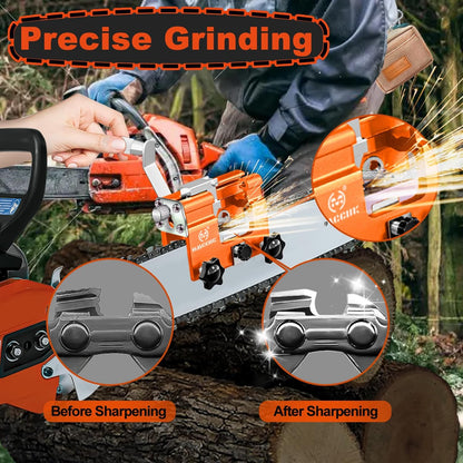 Chainsaw Sharpener with 5 High Hardness Titanium Plated Diamond Bits, Universal Manual Portable Chainsaw Chain Sharpening Jig Kit Sharpener Tool for 4-22 Inch Chainsaws, Lumberjack, Gardener