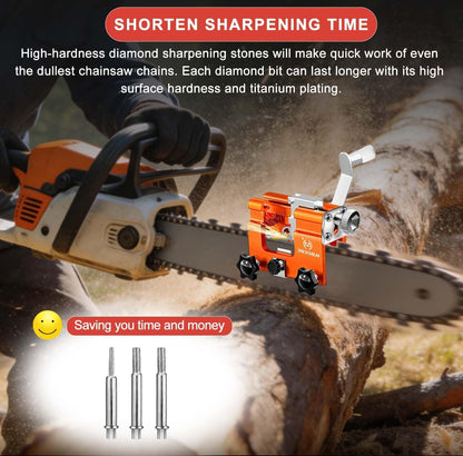 Chainsaw Sharpener with 5 High Hardness Titanium Plated Diamond Bits, Universal Manual Portable Chainsaw Chain Sharpening Jig Kit Sharpener Tool for 4-22 Inch Chainsaws, Lumberjack, Gardener