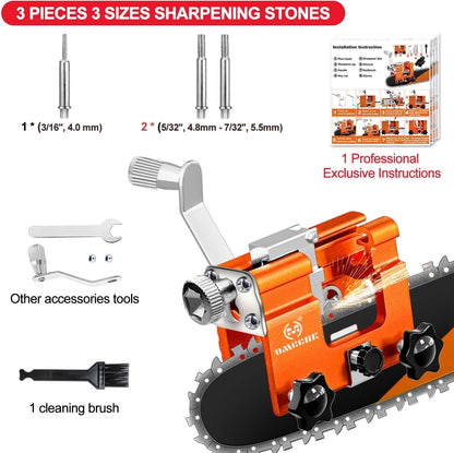 Chainsaw Sharpener with 5 High Hardness Titanium Plated Diamond Bits, Universal Manual Portable Chainsaw Chain Sharpening Jig Kit Sharpener Tool for 4-22 Inch Chainsaws, Lumberjack, Gardener
