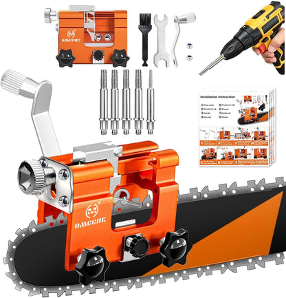 Chainsaw Sharpener with 5 High Hardness Titanium Plated Diamond Bits, Universal Manual Portable Chainsaw Chain Sharpening Jig Kit Sharpener Tool for 4-22 Inch Chainsaws, Lumberjack, Gardener