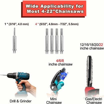 Chainsaw Sharpener with 5 High Hardness Titanium Plated Diamond Bits, Universal Manual Portable Chainsaw Chain Sharpening Jig Kit Sharpener Tool for 4-22 Inch Chainsaws, Lumberjack, Gardener
