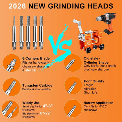 Chainsaw Sharpener with 5 High Hardness Titanium Plated Diamond Bits, Universal Manual Portable Chainsaw Chain Sharpening Jig Kit Sharpener Tool for 4-22 Inch Chainsaws, Lumberjack, Gardener