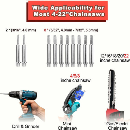 Chainsaw Sharpener with 5 High Hardness Titanium Plated Diamond Bits, Universal Manual Portable Chainsaw Chain Sharpening Jig Kit Sharpener Tool for 4-22 Inch Chainsaws, Lumberjack, Gardener