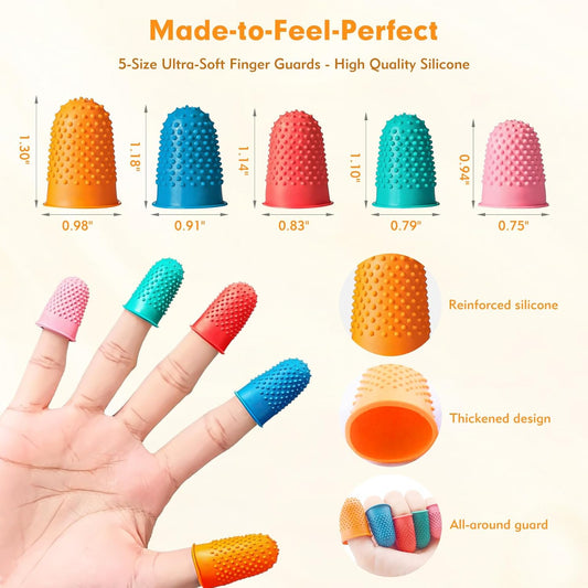 20 Pieces Rubber Finger Covers for Hand Sewing with Finger Protection | Durable Rubber Finger Tips for Quilting, Knitting, Embroidery, Paperwork & Crafts (5 Sizes)