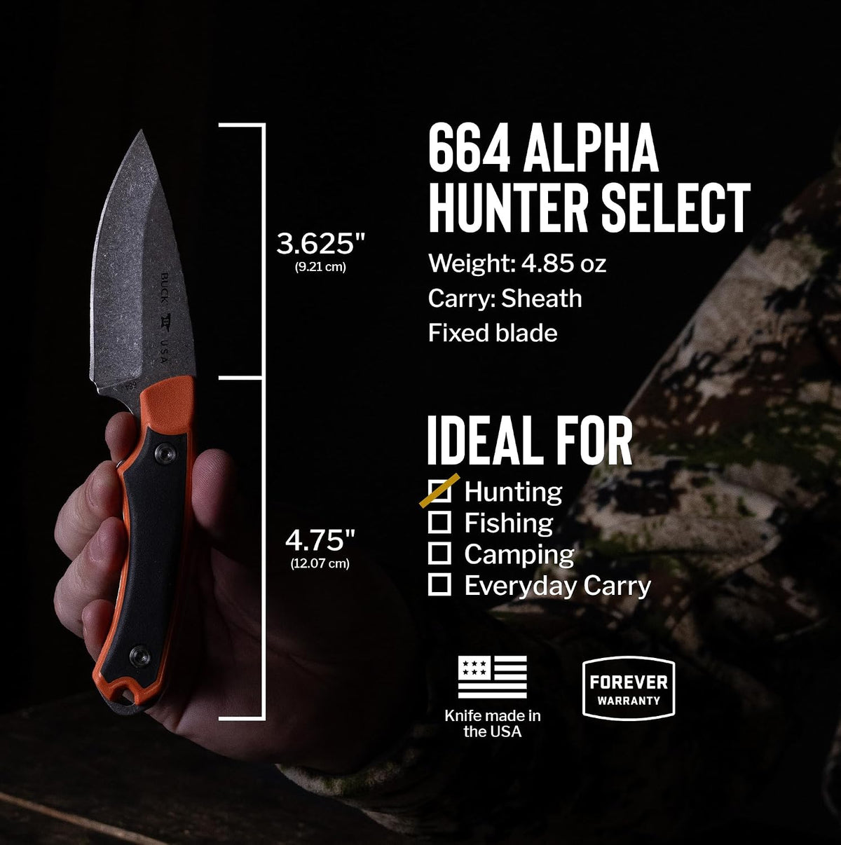 662, 663, 664 Alpha Hunting Knife with Sheath