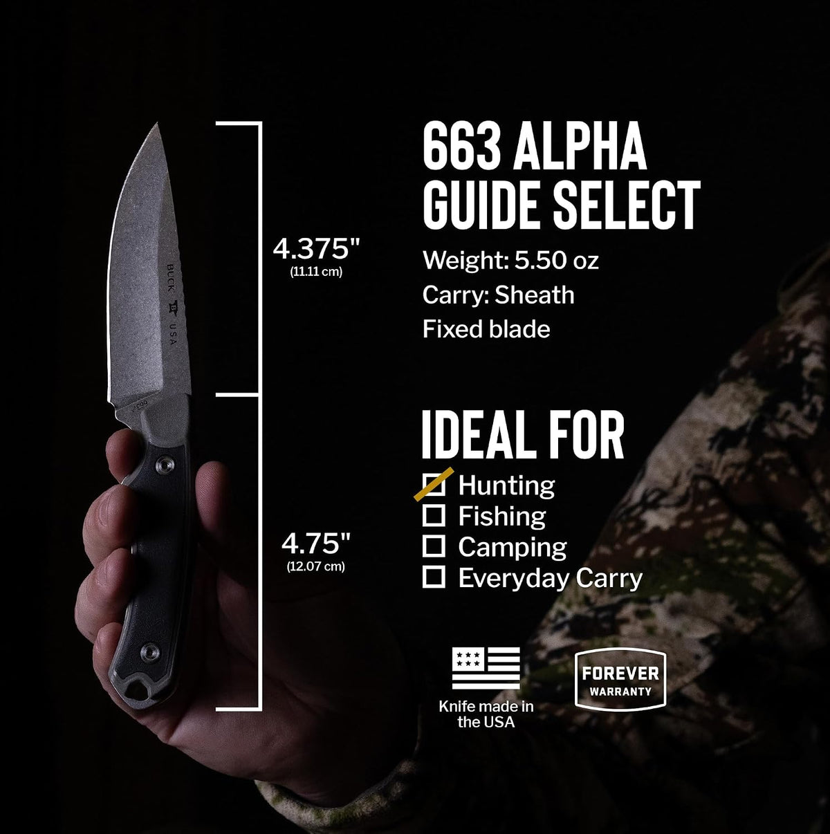 662, 663, 664 Alpha Hunting Knife with Sheath