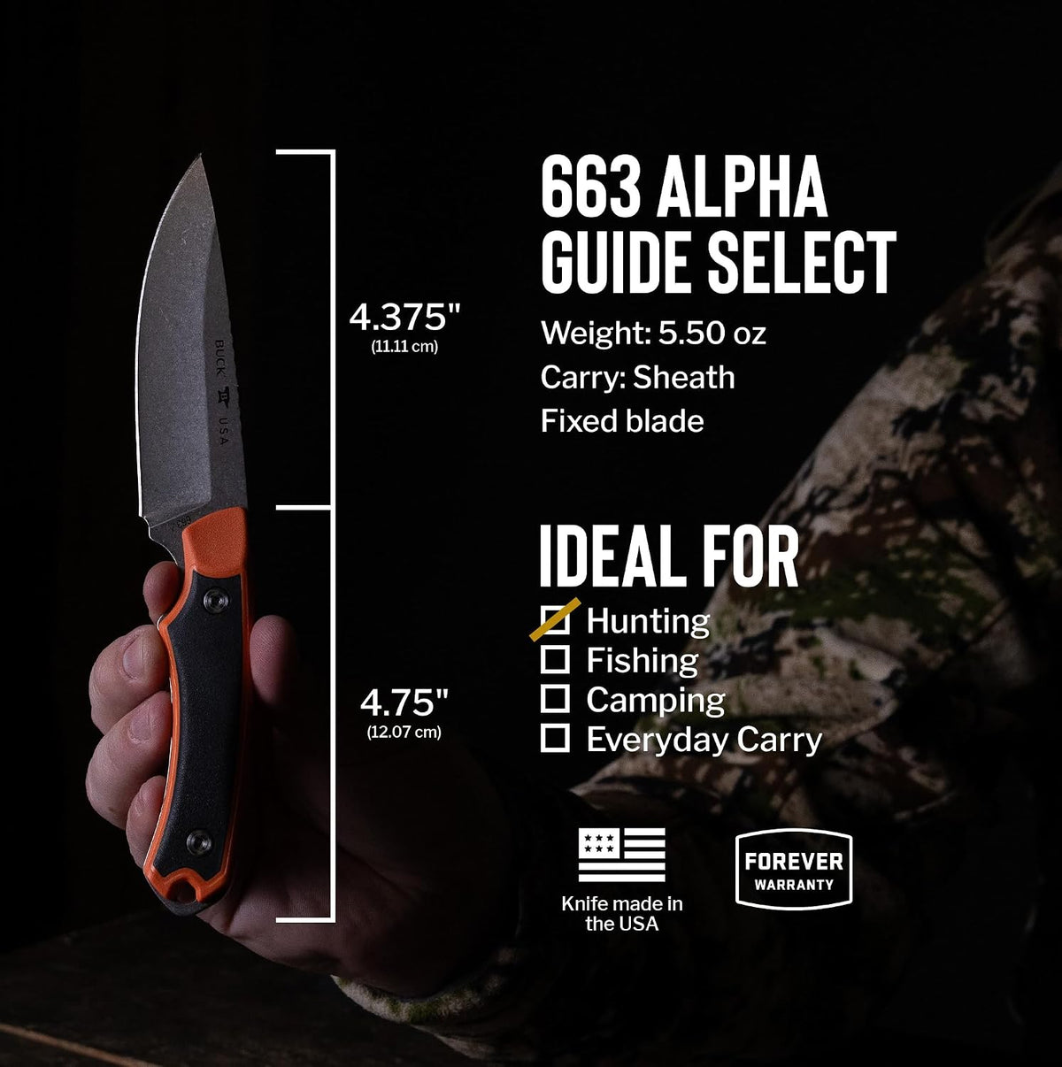 662, 663, 664 Alpha Hunting Knife with Sheath