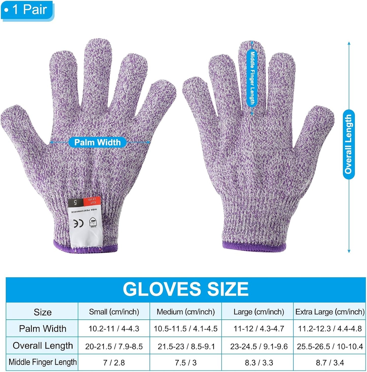 Cut Resistant Gloves, Level 5 Protection Anti Cutting Gloves Cut Proof Gloves for Kitchen Wood Carving Working