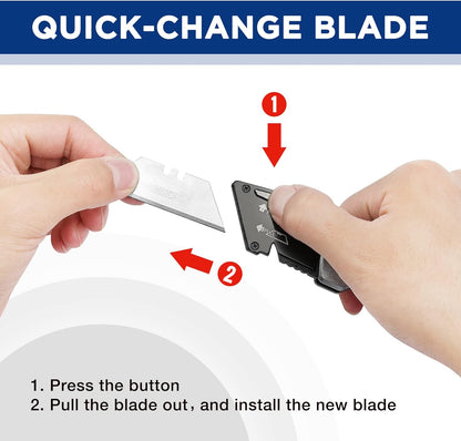 Premium Axis Lock Utility Knife Folding, Heavy Duty Metal Box Cutter with Quick Open Lock, Quick Change Blade Razor Knife, Foldable Pocket Knife with Belt Clip