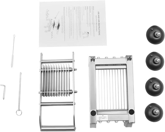 Commercial Vegetable Slicer, 10mm Stainless Steel Slicer Tool Fixed Thickness Manual Food Cutter Tomato Cucumber Onion Ham Egg Grater Slicers with 4 Suction Cups for Restaurant Home Use