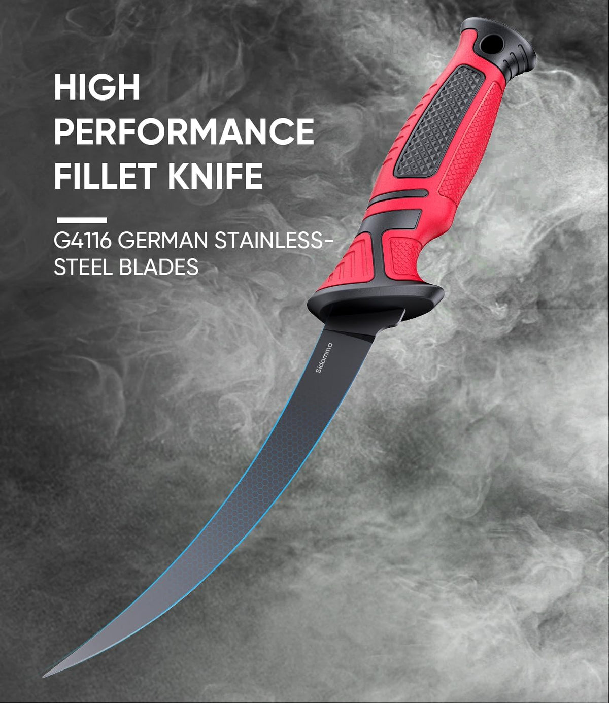 Fillet Knife and Bait Knife Set Performance 5"-6"-7" G4116 German Flex Razor Sharp Stainless-Steel Blade with Sheath for Filleting and Boning, Pro Fishing Gear and Equipment Tools, Cool Fishing Gift for Men (Black-Blue)