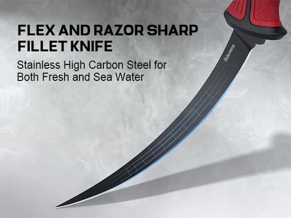 Fillet Knife and Bait Knife Set Performance 5"-6"-7" G4116 German Flex Razor Sharp Stainless-Steel Blade with Sheath for Filleting and Boning, Pro Fishing Gear and Equipment Tools, Cool Fishing Gift for Men (Black-Blue)