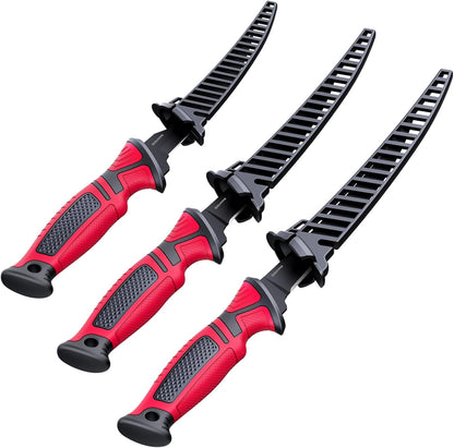 Fillet Knife and Bait Knife Set Performance 5"-6"-7" G4116 German Flex Razor Sharp Stainless-Steel Blade with Sheath for Filleting and Boning, Pro Fishing Gear and Equipment Tools, Cool Fishing Gift for Men (Black-Blue)