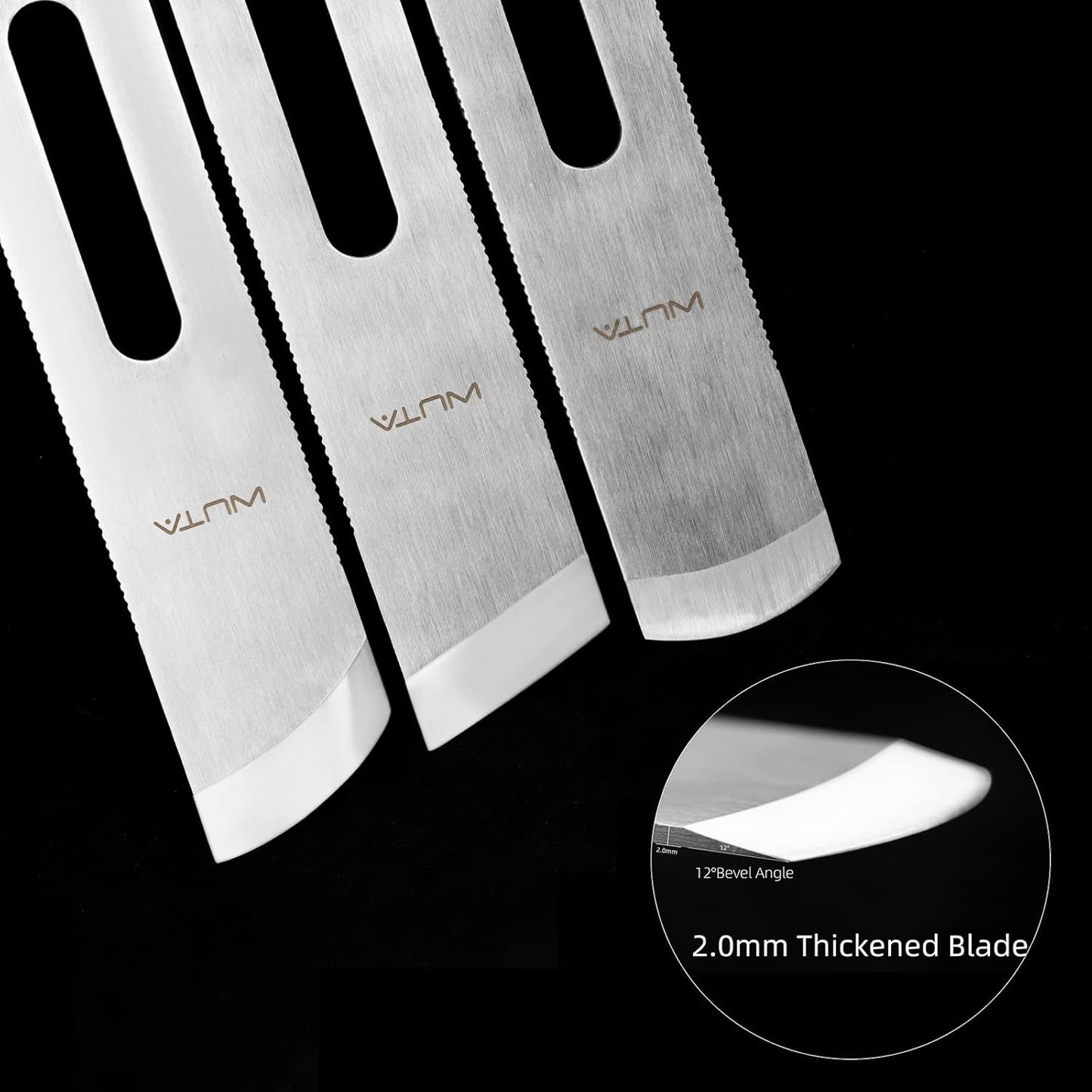 Leather Thinning Knife Skiving Tools 420B Martensitic Stainless Steel Professional Design DIY Craft Cutting Sharp Leathercraft Cutting Round/Flat/Slanted Blade, Right/Left Handed