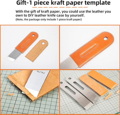 Leather Thinning Knife Skiving Tools 420B Martensitic Stainless Steel Professional Design DIY Craft Cutting Sharp Leathercraft Cutting Round/Flat/Slanted Blade, Right/Left Handed