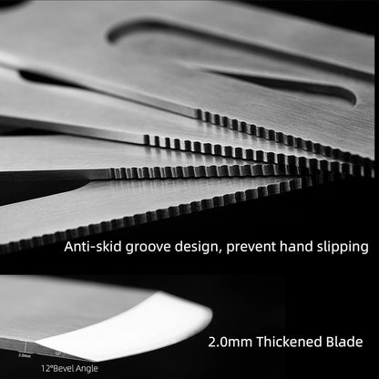 Leather Thinning Knife Skiving Tools 420B Martensitic Stainless Steel Professional Design DIY Craft Cutting Sharp Leathercraft Cutting Round/Flat/Slanted Blade, Right/Left Handed