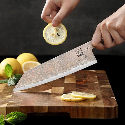 Limited Edition Copper Damascus Chef’s Knife – 8.3" Kiritsuke Blade | Damascus Steel with VG10 Core & Copper Texture | Maple Wood Handle | Professional Kitchen Knife in Gift Box
