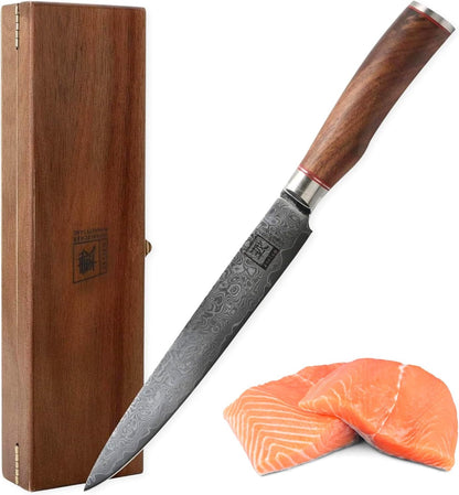 Limited Edition Copper Damascus Chef’s Knife – 8.3" Kiritsuke Blade | Damascus Steel with VG10 Core & Copper Texture | Maple Wood Handle | Professional Kitchen Knife in Gift Box