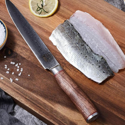Limited Edition Copper Damascus Chef’s Knife – 8.3" Kiritsuke Blade | Damascus Steel with VG10 Core & Copper Texture | Maple Wood Handle | Professional Kitchen Knife in Gift Box