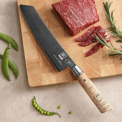 Limited Edition Copper Damascus Chef’s Knife – 8.3" Kiritsuke Blade | Damascus Steel with VG10 Core & Copper Texture | Maple Wood Handle | Professional Kitchen Knife in Gift Box