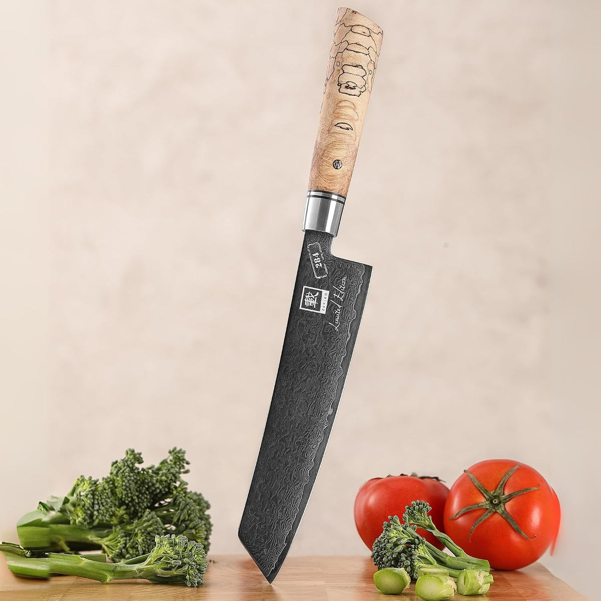 Limited Edition Copper Damascus Chef’s Knife – 8.3" Kiritsuke Blade | Damascus Steel with VG10 Core & Copper Texture | Maple Wood Handle | Professional Kitchen Knife in Gift Box